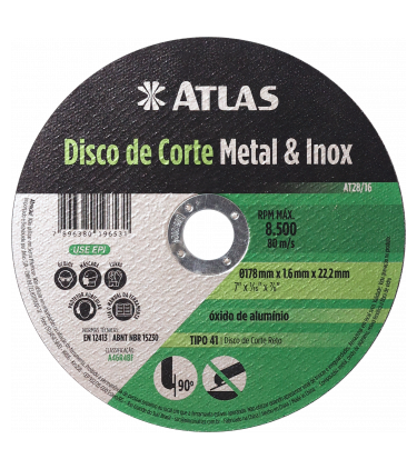 DISCO DE CORTE METAL INOX 178X1,6