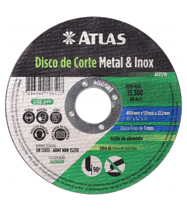 DISCO DE CORTE METAL INOX 115X1